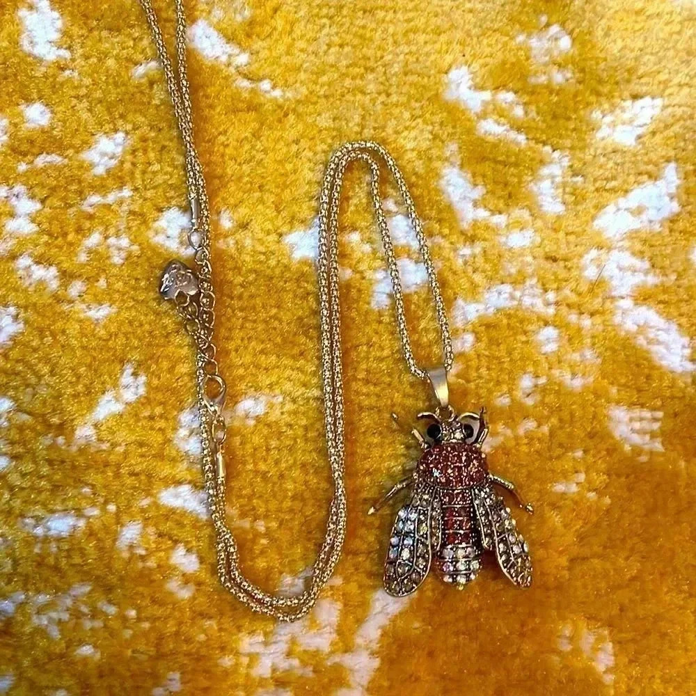 Betsey Johnson Crystal jeweled fly statement necklace